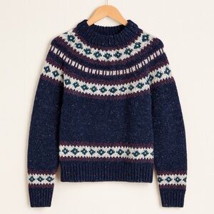 Fair Isle Wool Sweater – Purple Navy Cream Nordic Vintage Knit